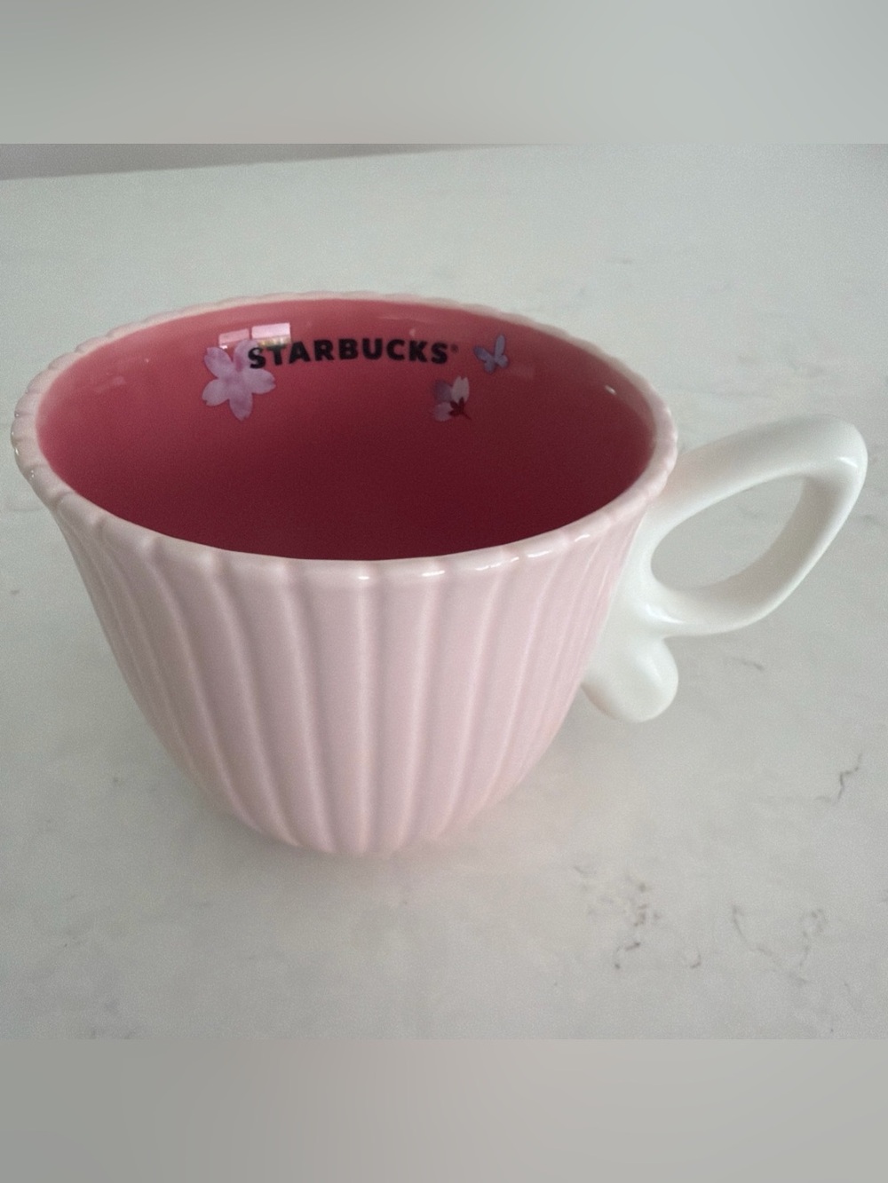 Starbucks Japan Sakura Collection 2021 Butterfly Handle Mug 10 oz Pink Cup